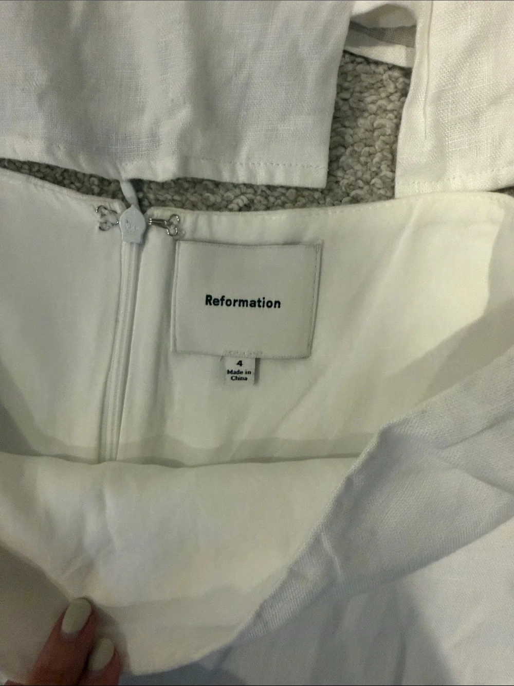 Reformation Cream Two-Piece Linen Skirt Set with Gold Buttons